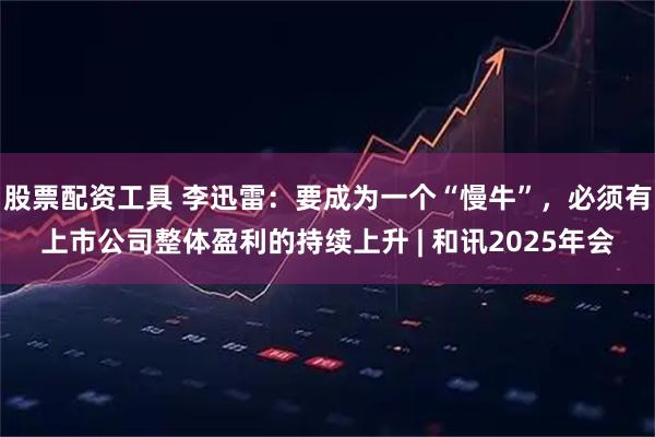 股票配资工具 李迅雷：要成为一个“慢牛”，必须有上市公司整体盈利的持续上升 | 和讯2025年会